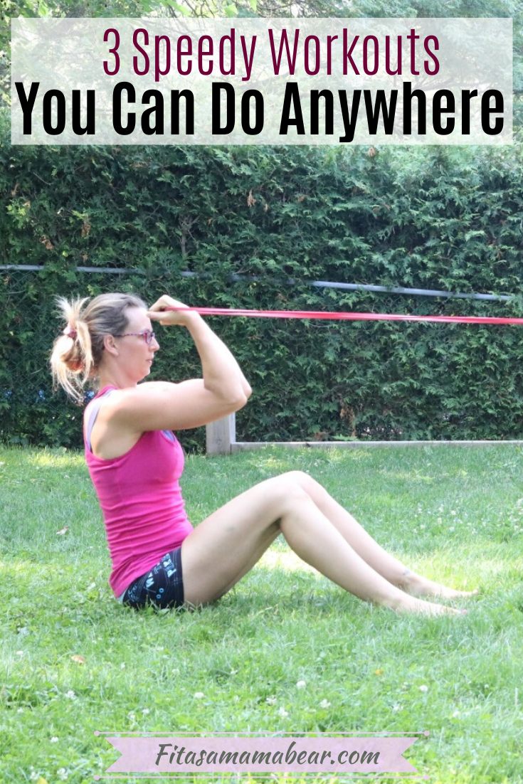 Pinterest image with text: woman in pink shirt working out outside