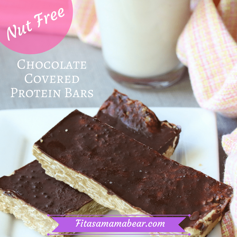 No Bake Protein Bars Topped With Healthy Chocolate Fit as a Mama Bear