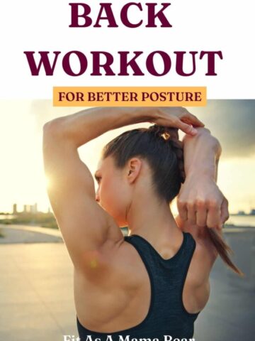 Woman in a tank top stretching an arm overhead and text above the image.