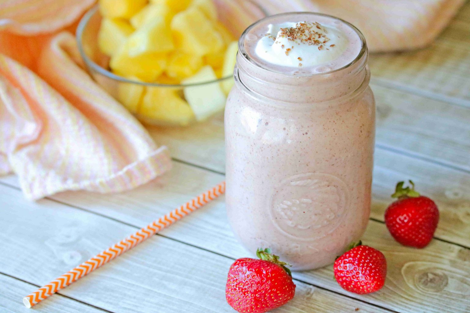 Creamy Strawberry And Pineapple Smoothie (No Banana & Whole30)