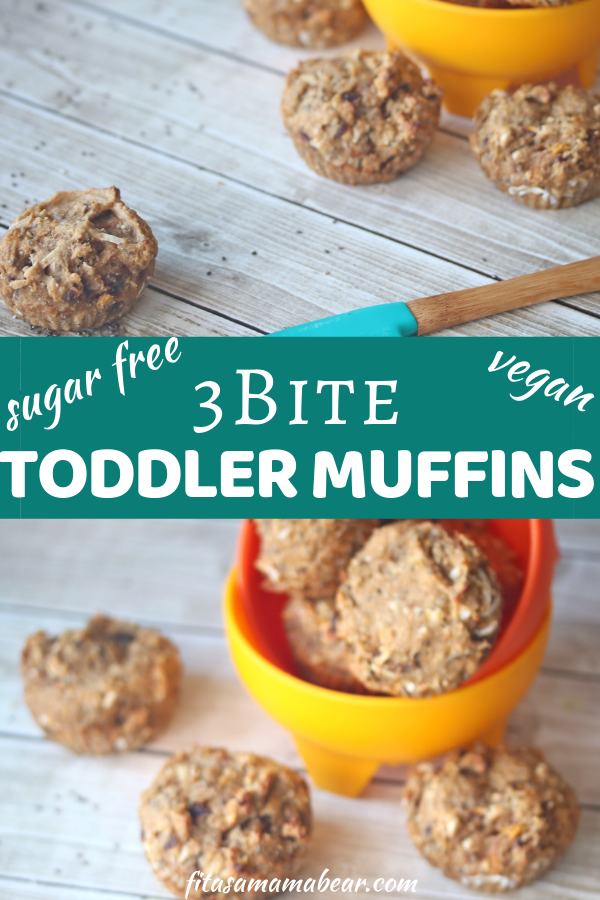 Pinterest image with text: two images of sugar-free toddler muffins