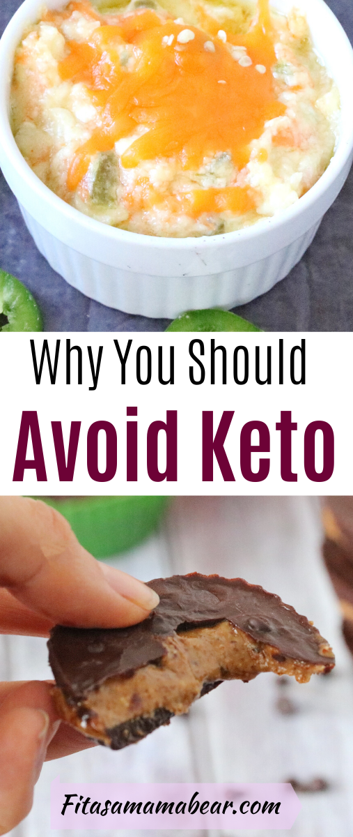 Pinterest image with text: keto diet jalapeno cream cheese dip in a ramekin and chocolate fudge