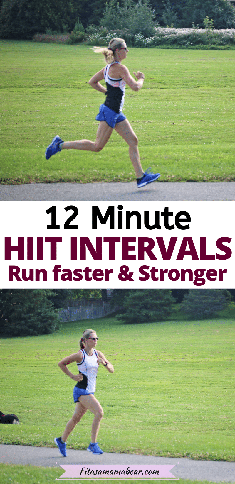 Pinterest image with text: two images of a lady running through a park