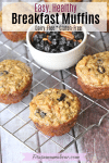Pinterest image with text: paleo morning glory muffins on a cooling tray with ingredients in the middle