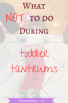 Pinterest image with text: toddler face down on the floor crying with text over top about stopping temper tantrums
