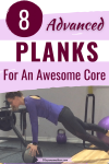 Pinterest image with text: woman performing a plank variation on a medicine ball