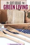 Pinterest image with text: collection of eco friendly products (wooden utensils, cloth pads, q-tips)