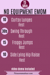 Pinterest image with text: pink background with text outlining an at home workout