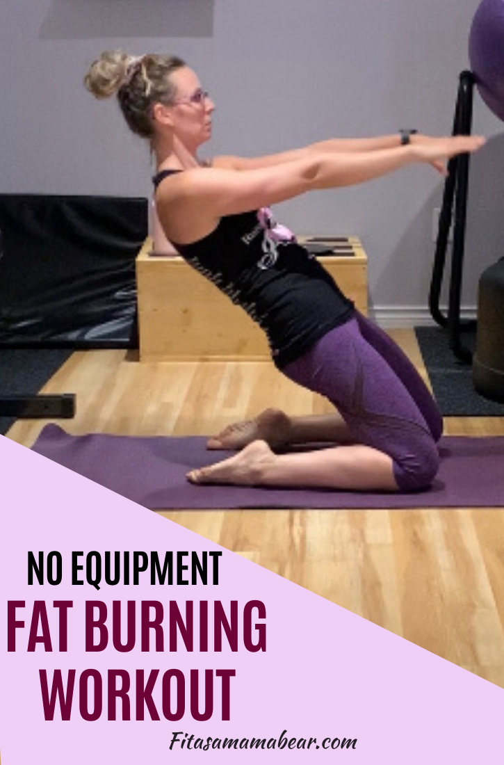Pinterest image with text: woman in purple pants and black shirt performing a bodyweight exercise