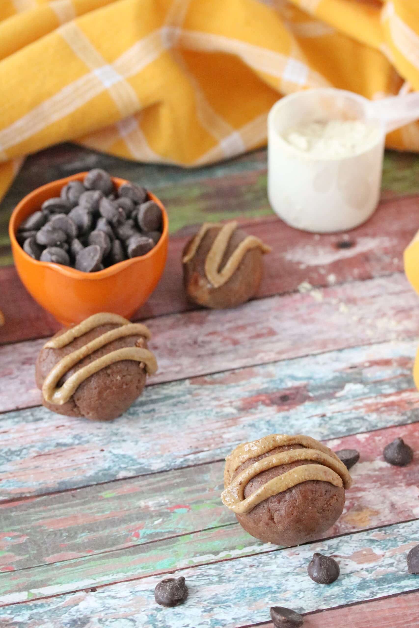 No Bake Chocolate Protein Brownie Balls (no peanut butter, dairyfree)