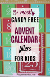 Featured image with text: red and green wooden advent calendar close up with text about advent calendar fillers