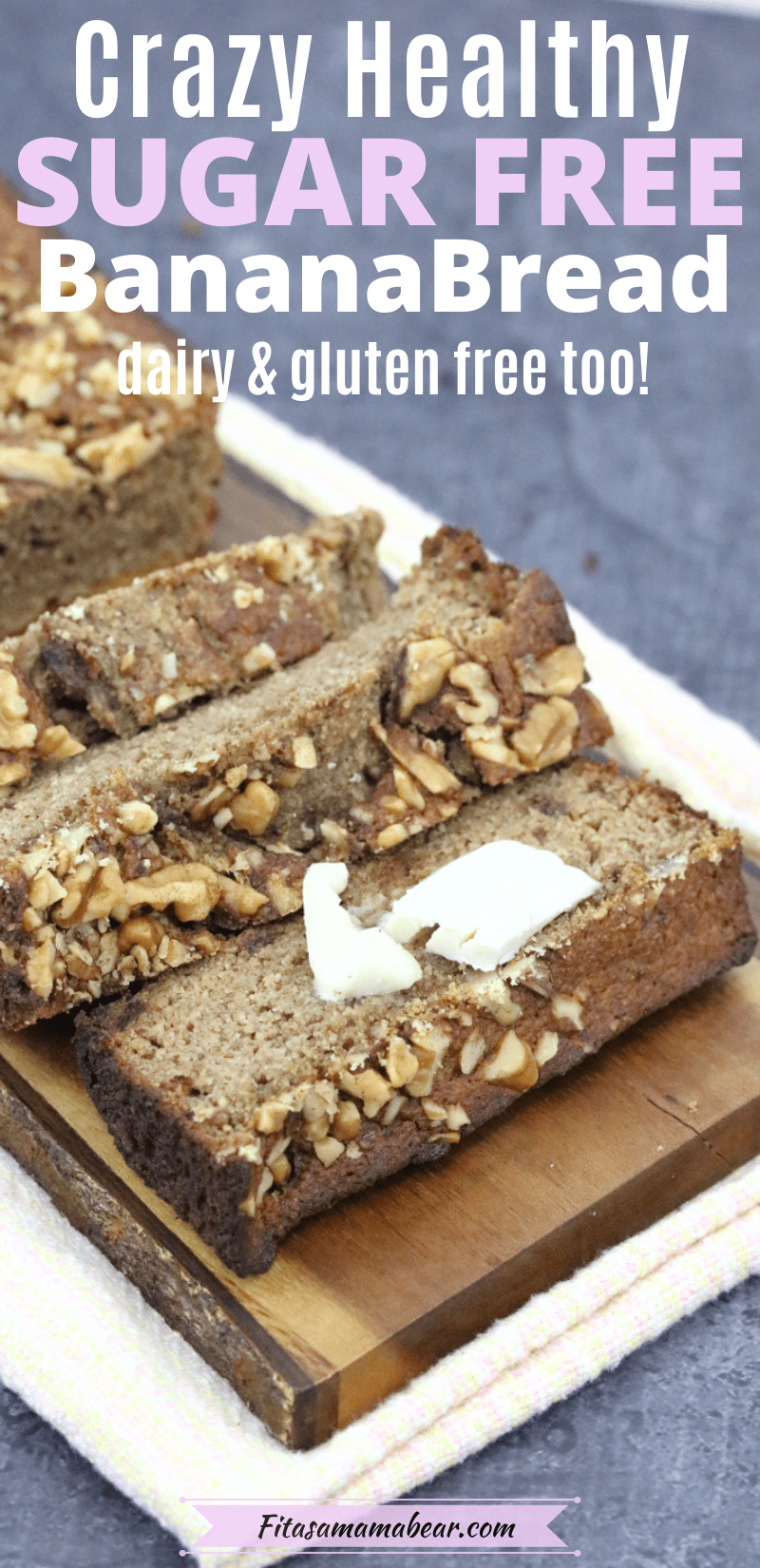 Soft Sugar-Free Banana Bread (dairy-free too!)