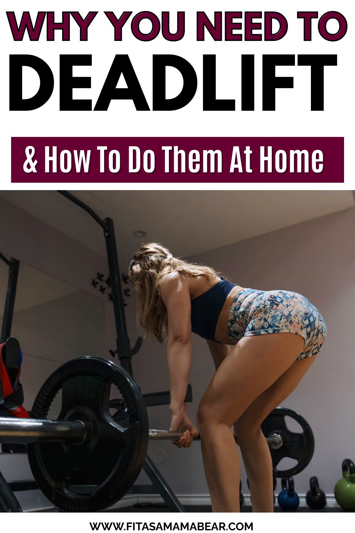 Woman in shorts and a sports bra performing a deadlift with text on the image.