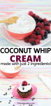 Pinterest image with text: two images of fluffy & light coconut whip