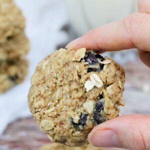 easy lactation cookie held between two fingers