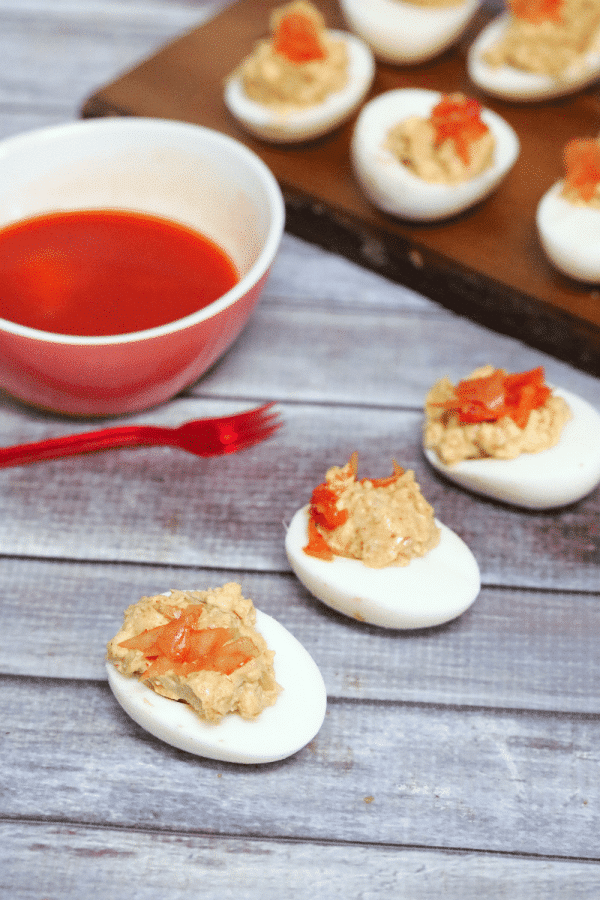 Spicy Whole30 Deviled Eggs With (Kimchi!)