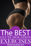 Pin image with text: woman in black booty shorts showing off her glutes