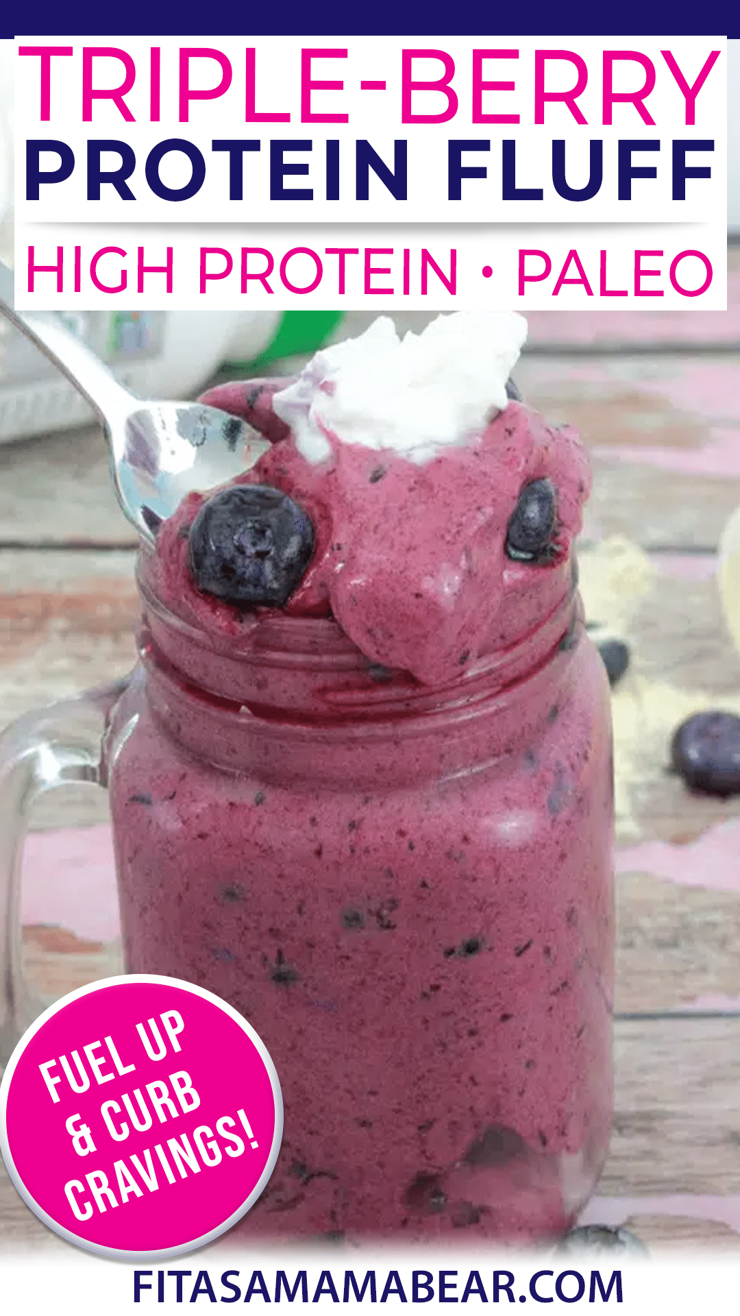 Triple Berry Protein Fluff Recipe (Easy High Protein Dessert) Paleo