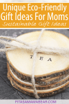 Pin image with text: multiple wooden coasters stacked and tied with string
