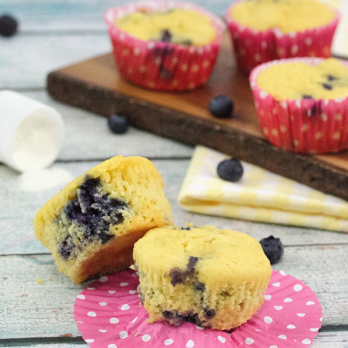 Cakey Blueberry Protein Muffins (Dairy + GlutenFree)