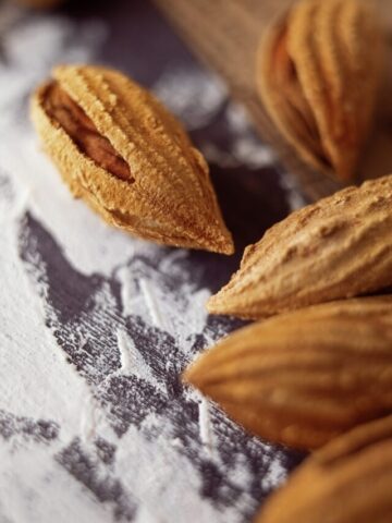Close up of almonds.