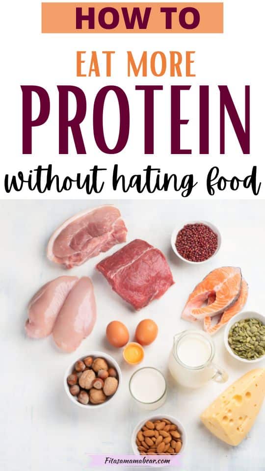 Multiple protein-rich foods like meat, cheese, nuts, and seeds.