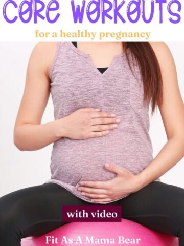 Pregnant woman in a tank top with her hands on her belly and text above the image.
