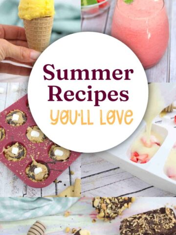 Multiple images of summer recipes with text in the middle of them.