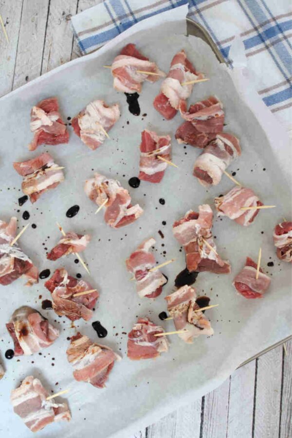 Oven Baked Bacon Wrapped Steak Bites