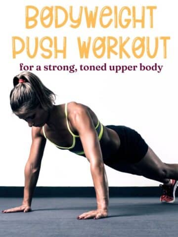 Woman in push up position with text above the image.