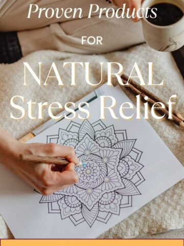 Hand drawing in adult coloring book and holding a cup of coffee with text on the image.