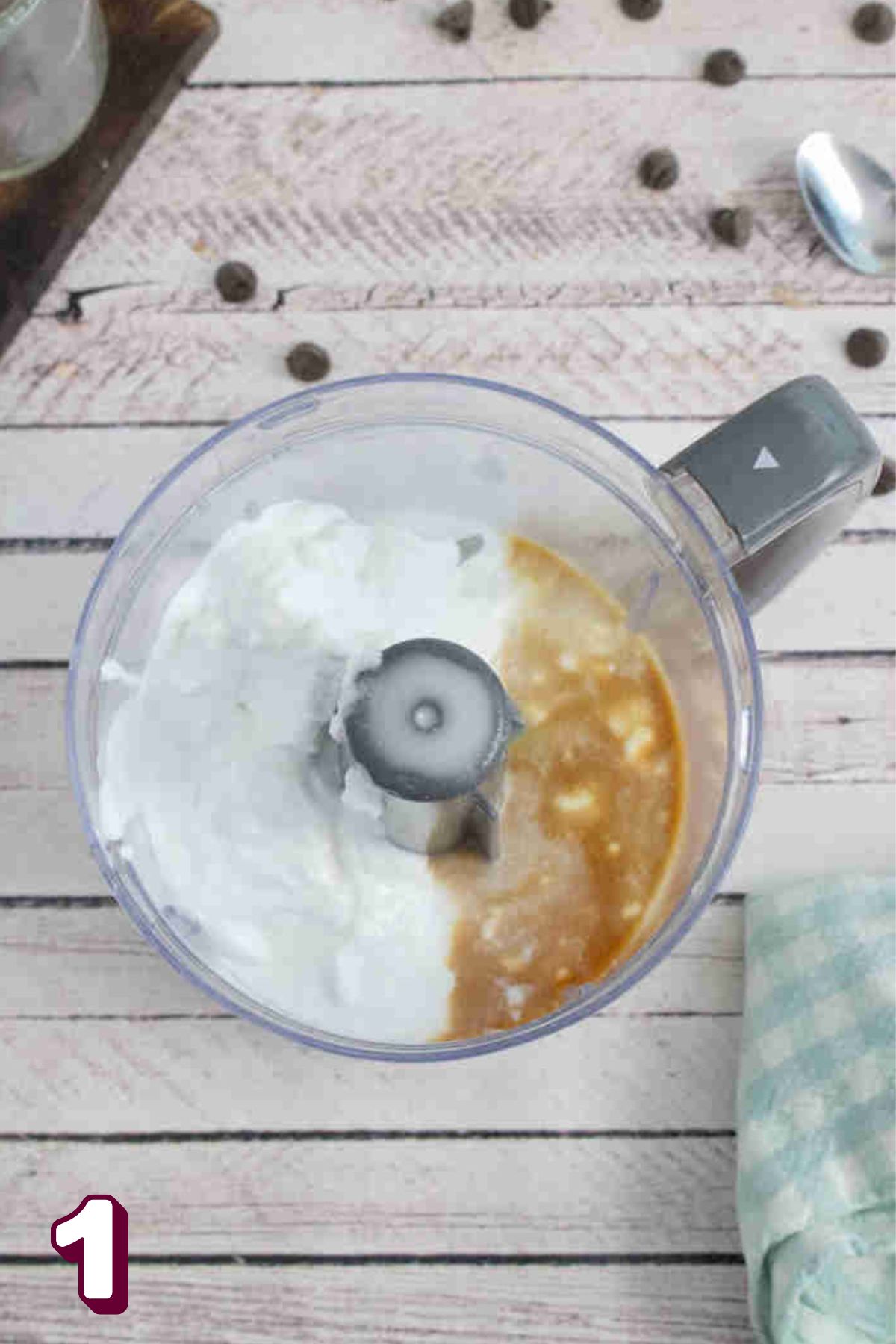 Mini bender with coconut cream and maple syrup in it.