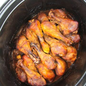 cooked barbecue chicken legs inside an instant pot