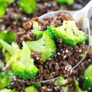 a spoonful of korean ground beef and broccoli