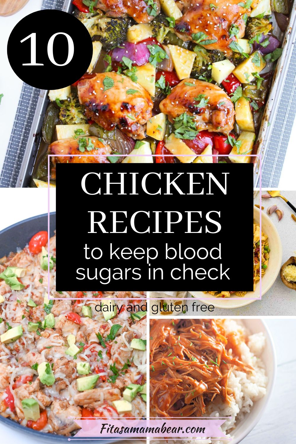 Three chicken dinners with text in the middle.