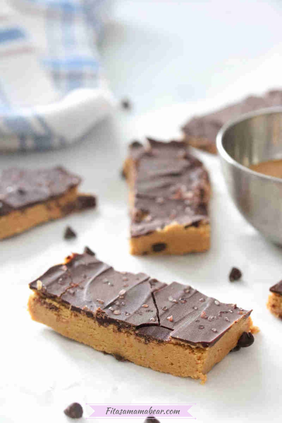 sliced peanut butter chocolate protein bars