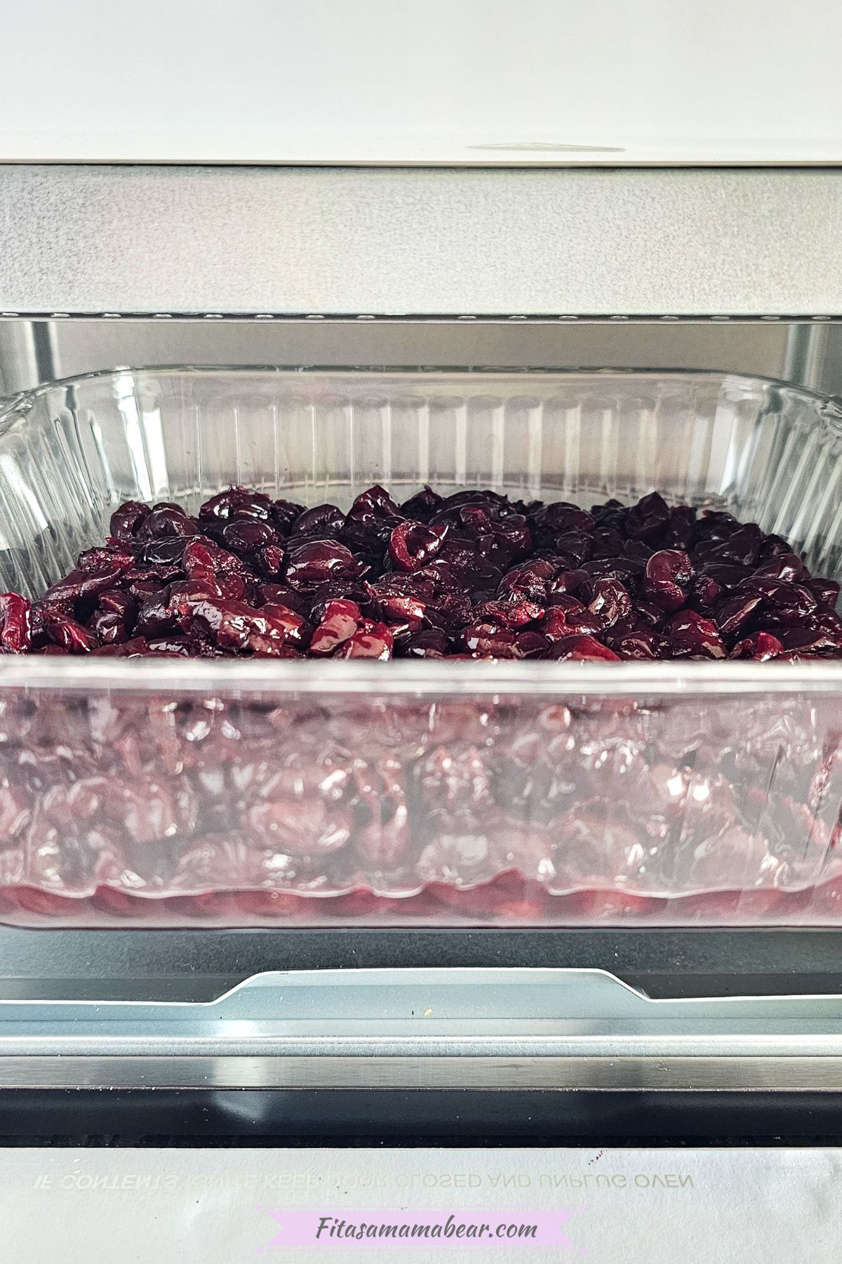 mixed cherry base in a pan placed inside an air fryer
