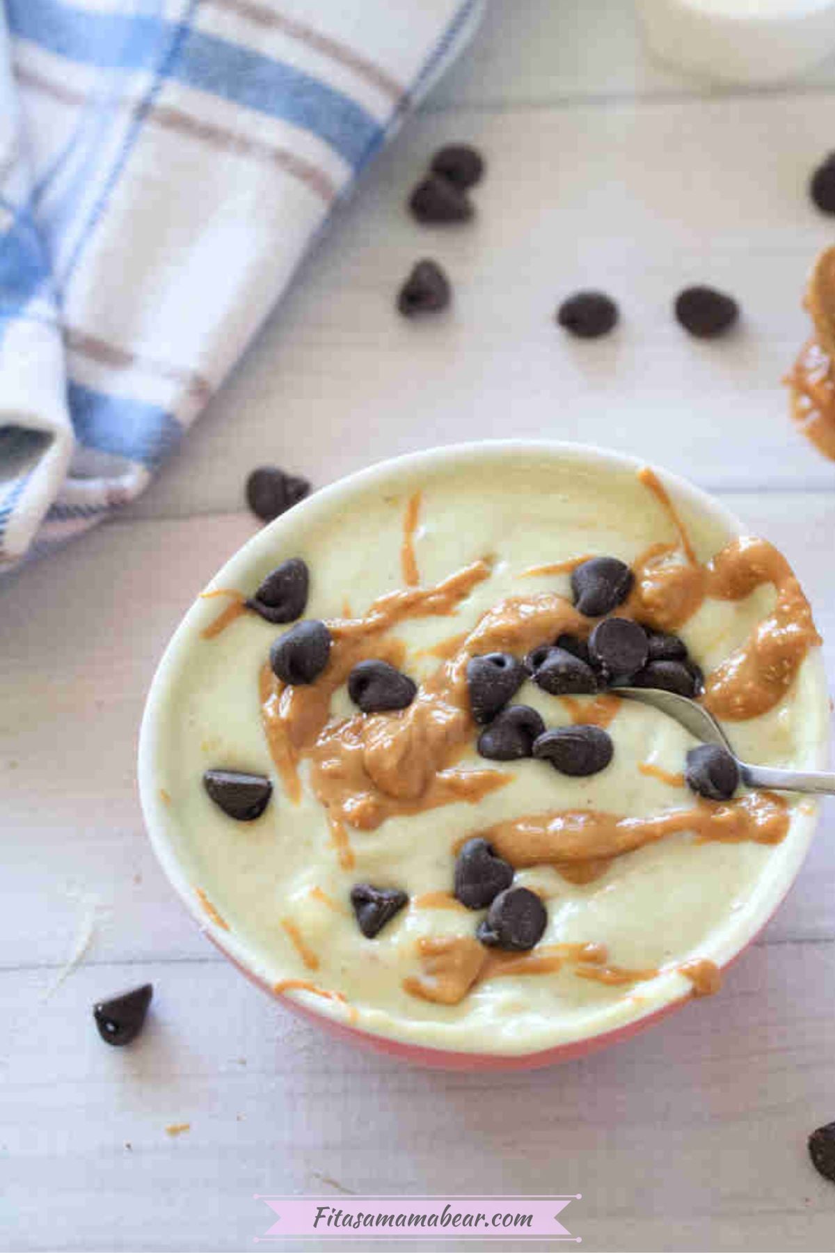 Greek yogurt protein pudding in a bowl.
