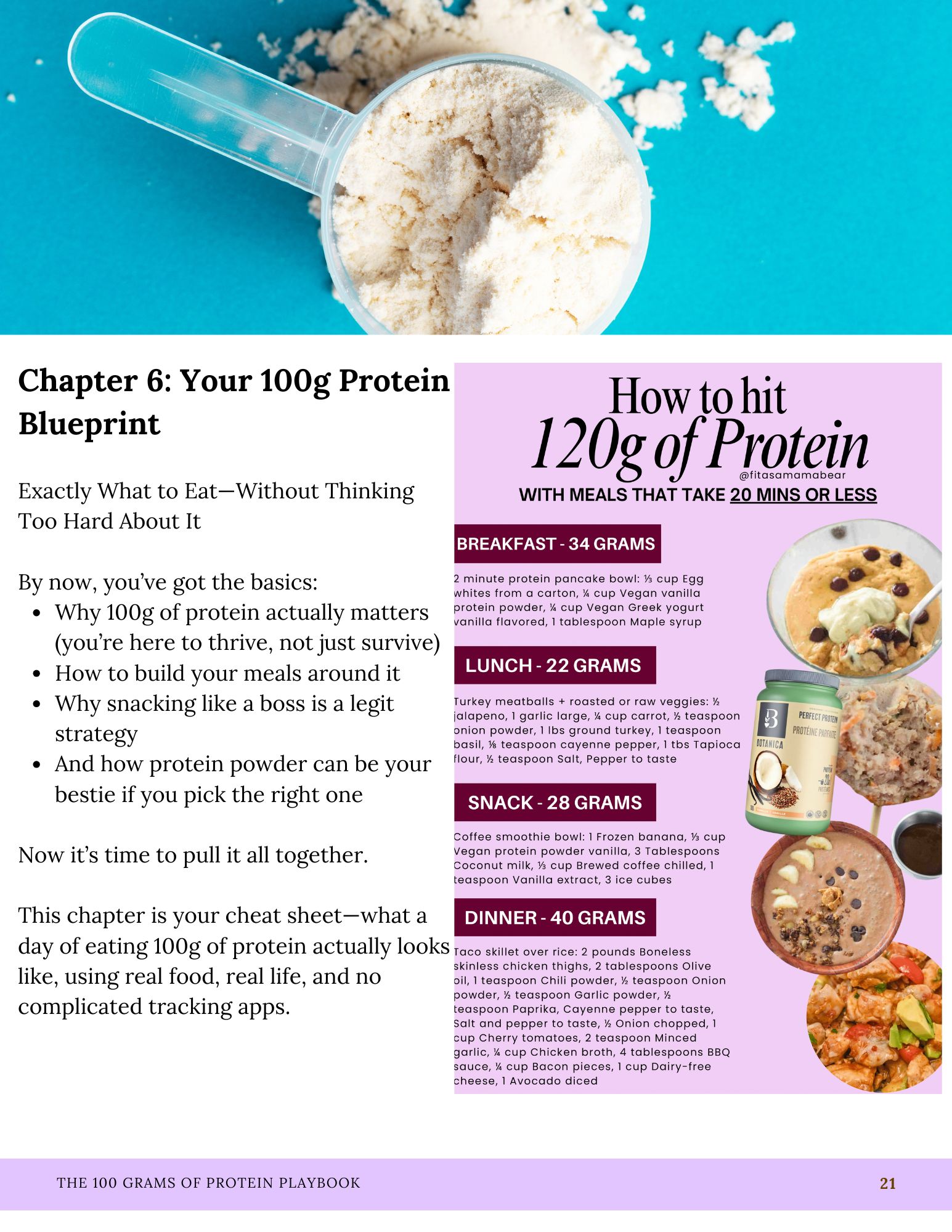 E-book image with an infographic and text about protein.