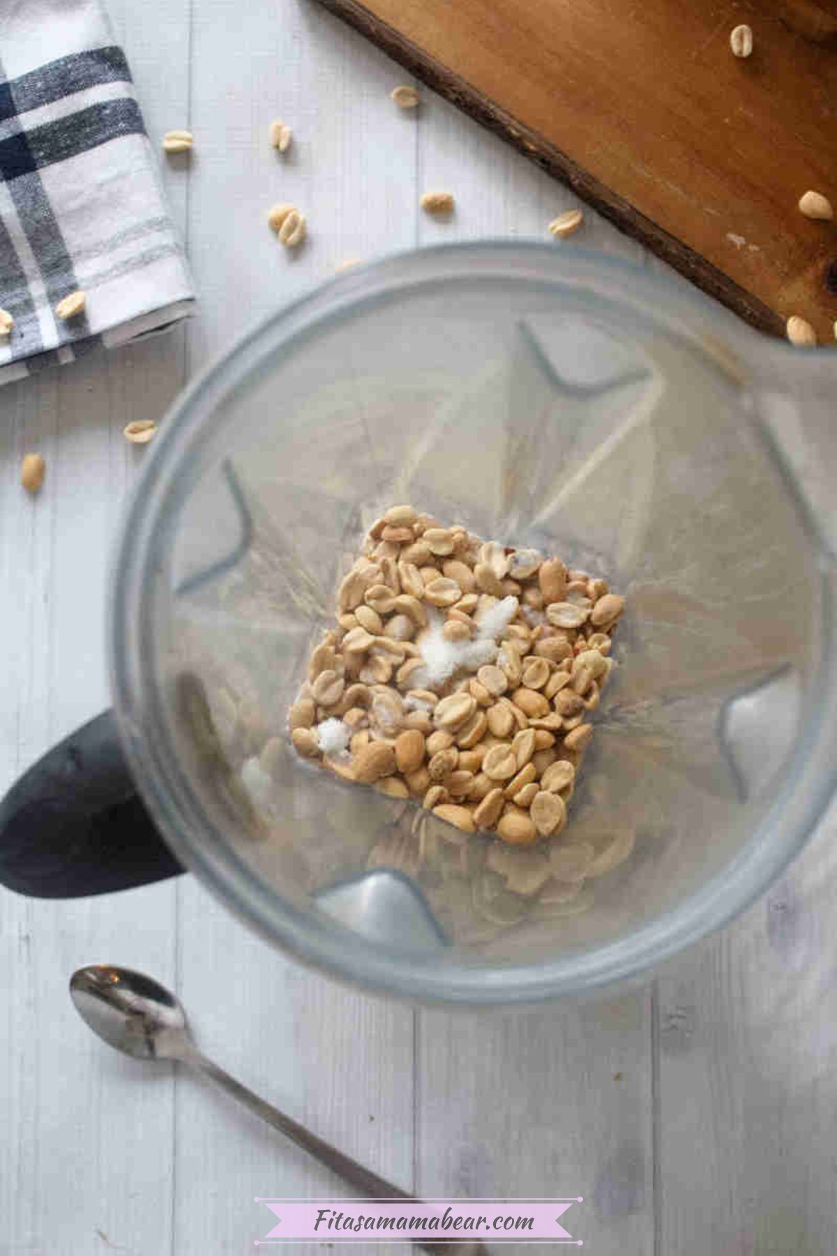 Peanuts and salt in a blender.