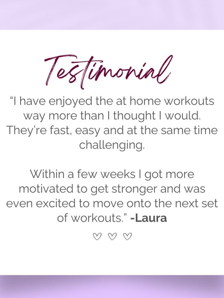 Testimonial about working out on purple background.