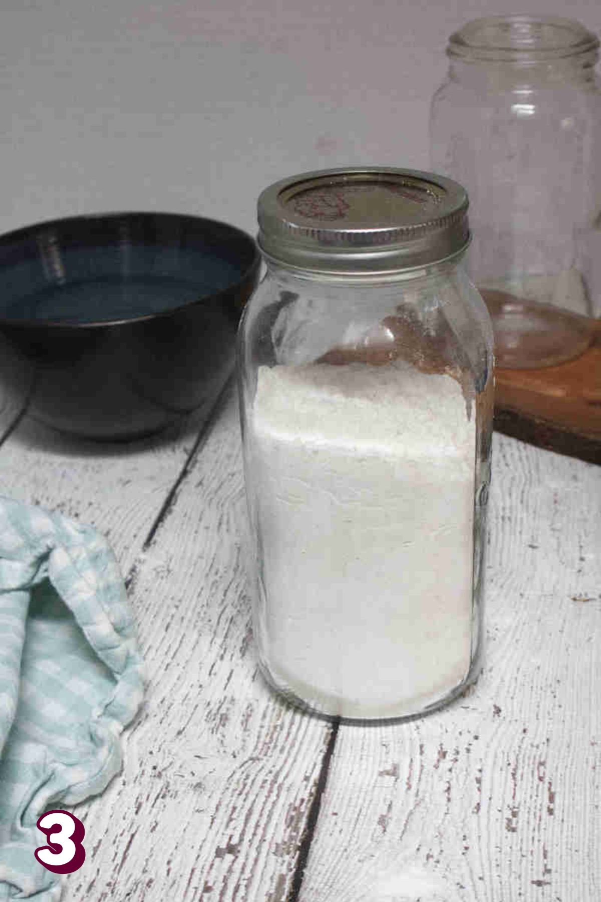 Pancake mix stored in a mason jar.