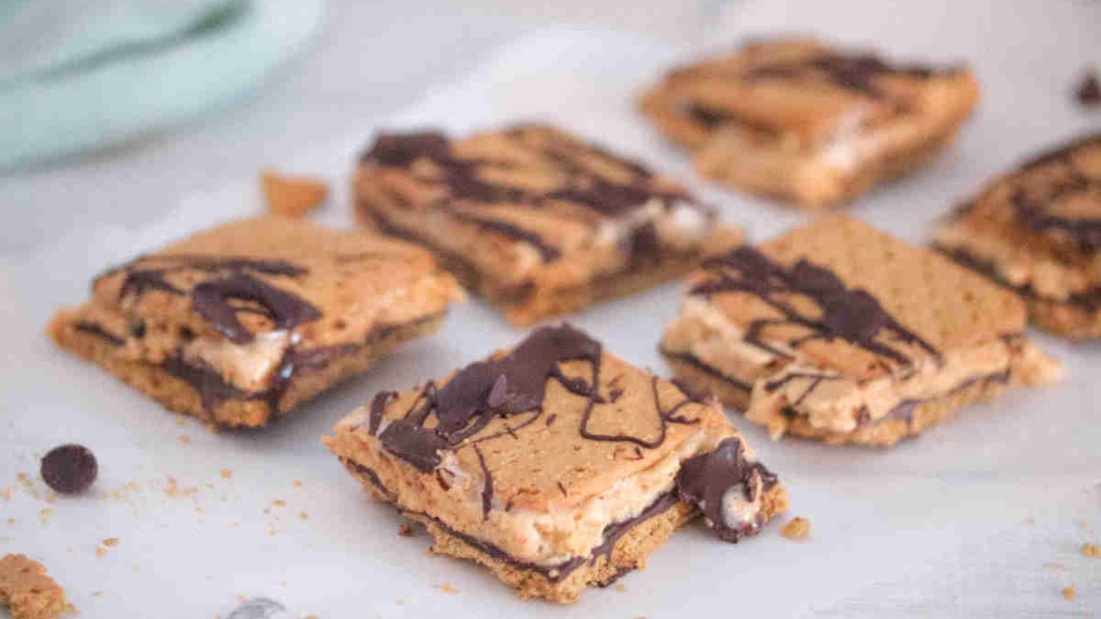 protein smores with chocolate drizzle on top